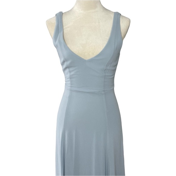 Show me your Mumu Jenn Maxi Dress Steel Blue Chiffon - Picture 4 of 8